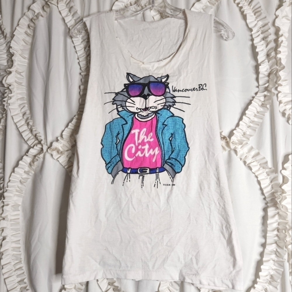 Vintage Vancouver 1988 Cool Cat Muscle Tee  sz Medium